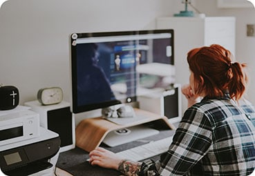 intern working on computer