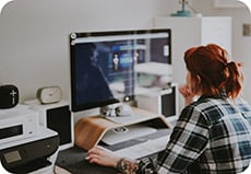 girl working on computer